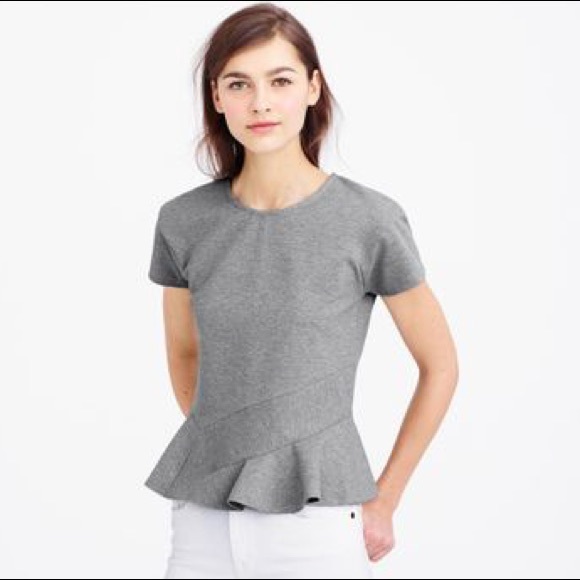 J.Crew Structured Flutter-Hem T-Shirt - Picture 1 of 8